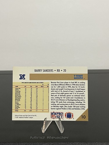 1991 Pro Set Barry Sanders #10 Detroit Lions - Bild 2 von 7