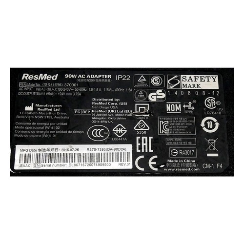 ResMed AirSense 10 Autoset Máquina CPAP Adaptador de CA Fuente de alimentación Cable Cargador - Imagen 3 de 4