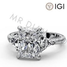 IGI 7.15 CT F VS2 Radiant Cut Lab Grown Diamond Engagement Ring Platinum 900