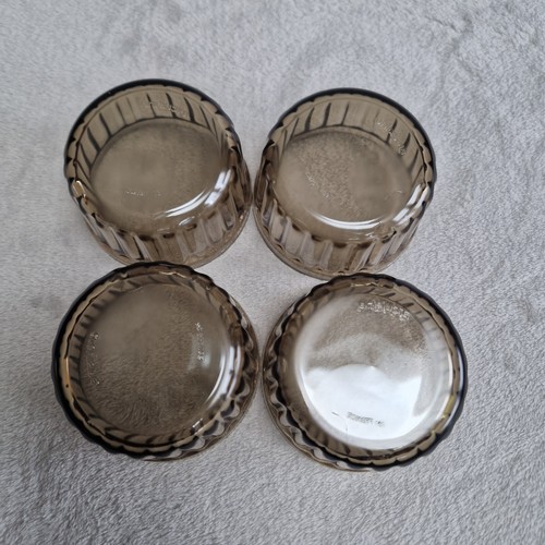 4x Arcuisine France Smoked Glass Ribbed Ramekins/Mini Souffle Dishes 3 inch Dia - Picture 8 of 9