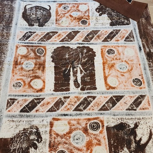 African Animal Safari Themed Hand Made Batik Cotton Fabric Panel - Picture 7 of 11