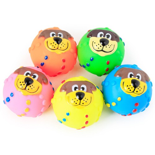 Dog Ball Funny Teeth Silicon Toy Chew Squeaker Squeaky Sound Toy 3 Pack - Picture 3 of 6