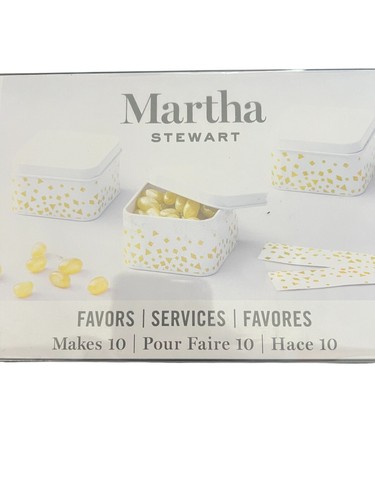 New Martha Stewart White Metal Square Tins With Lids 2.3”x 1.5”x2.3” - Picture 2 of 4