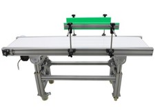 110V 59"*11.8" White Electric PVC Belt Conveyor Aluminum Alloy Body 120W