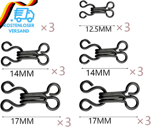 Aeuezxx Nähen Haken Und Augen Verschluss, 12 Set Bh-Haken-Ösen-Verschluss, Unter - Bild 2 von 12