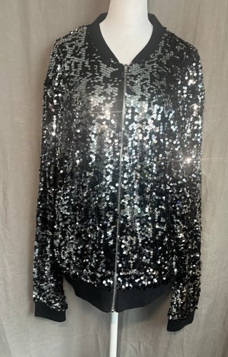 Anna-Kaci Women's Size XX-Large Jacket Long Sleeve Zip Up Sequin Bomber SPARKLE - Picture 17 of 20