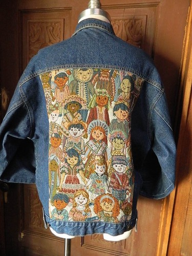 Vintage Denim Jeansjacke First Element "Its a Small World" Blau Made in USA  - Bild 7 von 11