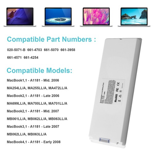 A1185 A1181 Battery for Apple MacBook 13 inch (2006 2007 2008 2009) MA566 MA561 - Picture 3 of 10