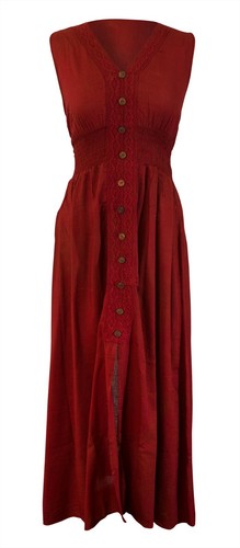 Maxi Vestido Pierna Abierta con Encaje Frontal 100% Algodón Bohemio Muchos Colores - Imagen 2 de 10