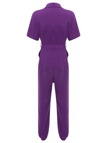 Womens Rompers Turn-down Jumpsuit Stylish Overalls Costume Workwear One Piece - Picture 65 of 113