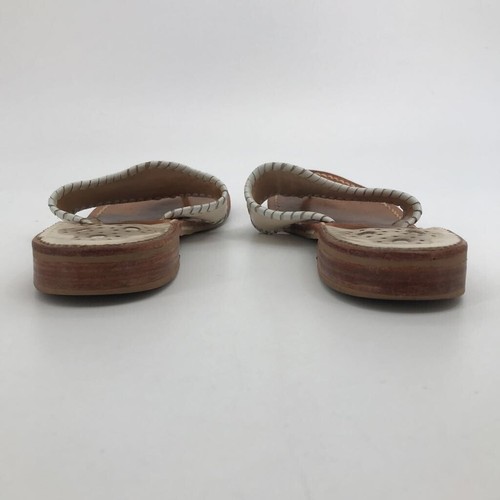 Jack Rogers Womens Thong Sandals Beige White Floral Woven Flat Heel Slip On 10 M - Picture 8 of 10