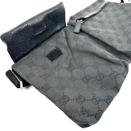 Gucci Crossbody Bag GG Canvas Leather Black Authentic - Picture 19 of 24