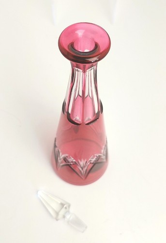 Decanter vetro mirtillo taglio cristallo XIX secolo trasparente Nancy Francia 11" - Foto 4 di 9