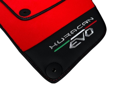 Red Floor Mats For Lamborghini Huracan EVO 2014-2023 LHD With Black Leather - Picture 12 of 14