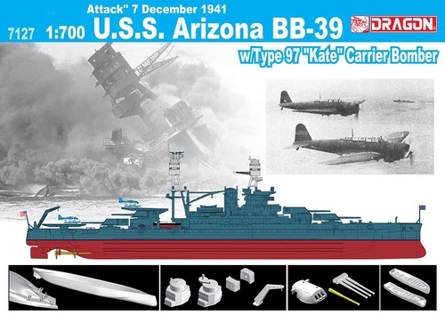 DRAGON 7127 1/700 U.S.S. Arizona BB-39 + IJN Type 97 "Kate" Carrier Bomber - Picture 2 of 2