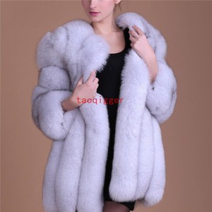 New-Women-039-s-Winter-Fox-Fur-Coat-Celebrity-Thick-Outwear-Furry-Jacket-FULL-SIZE