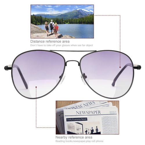 2 Pairs Bifocal Reading Glasses Tinted Sunglasses Metal Spring Hinge Sun Readers - Picture 45 of 84