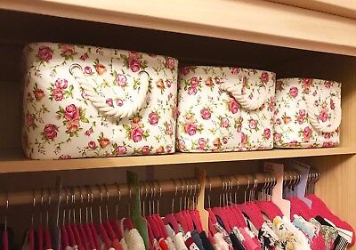 Canvas Storage Baskets Box Rectangular Floral Girls Bedroom Bathroom Organiser