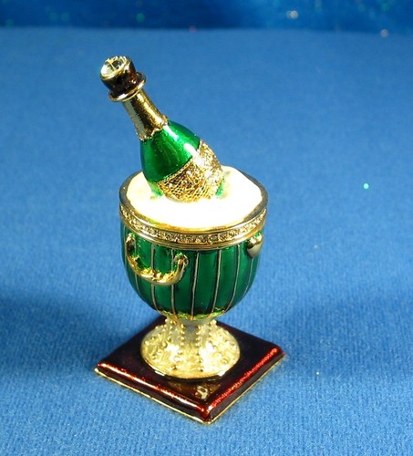 Department 56: Champagne Bottle in Bucket Jeweled Trinket Box Estate - ISW - Picture 2 of 4
