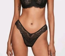 NWT Victoria's Secret Dream Angels High Leg Lace Brazilian Panty Black Medium