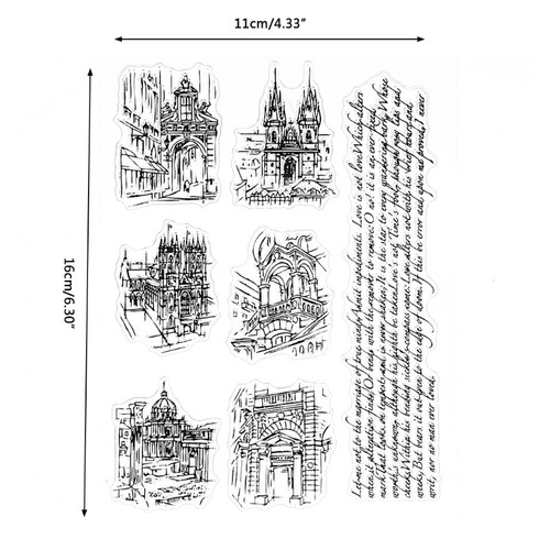 Buildings Patterns Clear Silicone Stamp DIY Journey Diary Card Making Supplies - Picture 6 of 7