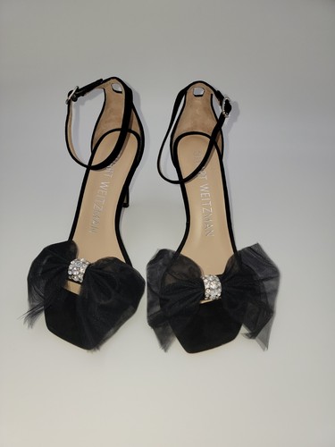 Stuart Weitzman Nudist Curve Sandal Black d'Orsay 3" Stiletto Mesh Bow 6;NIB$475 - Picture 3 of 9