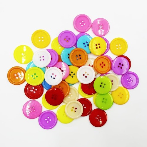 1 Inch Plastic Buttons for Sewing 25mm Mixed Colored Buttons 4 Holes Pack of 100 - Picture 3 of 5