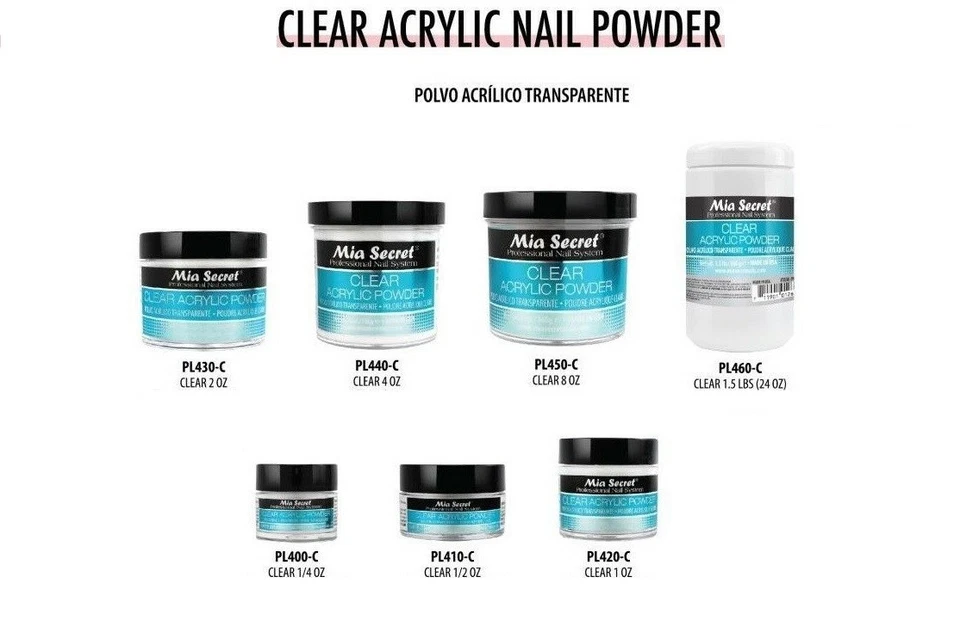 Профессиональная прозрачная акриловая пудра для ногтей Mia Secret — сделано в США - Изображение 2 из 2
