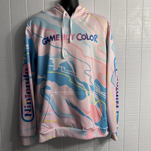 Public Space Gameboy Nintendo Marble Pattern Hoodie Sweatshirt Made in USA Large