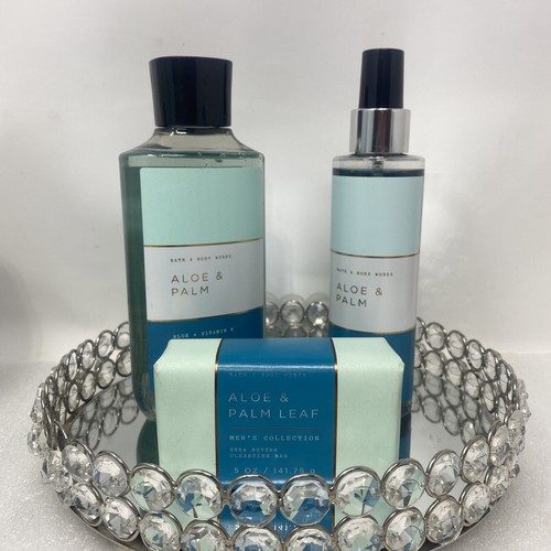 Bath & Body Works Aloe & Palm 3 pcs Bundle - Shower Gel, Cologne Mist & Soap.