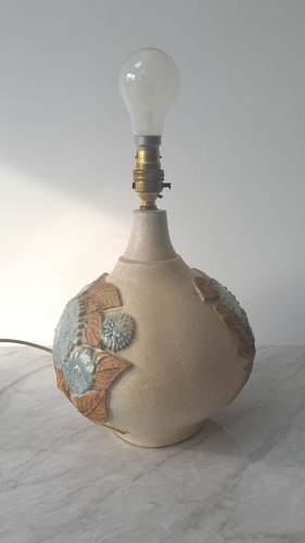 Mid Century Modern Brutalist Floral Ceramic Lamp Bernard Rooke Style 13" -Tested - Picture 12 of 24