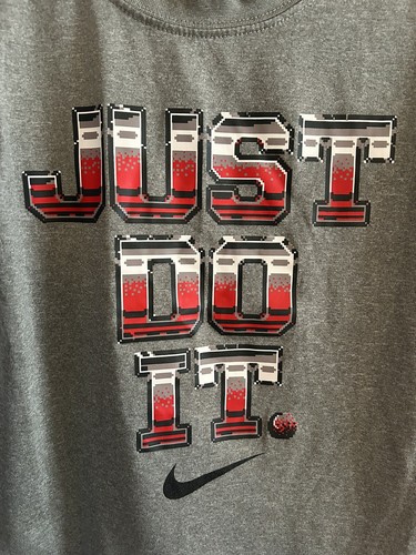 Nike Dri-Fit Boys Gray/Red/Black Short Sleeve Athletic T-Shirt “Just Do It” Sz 5 - Picture 2 of 7