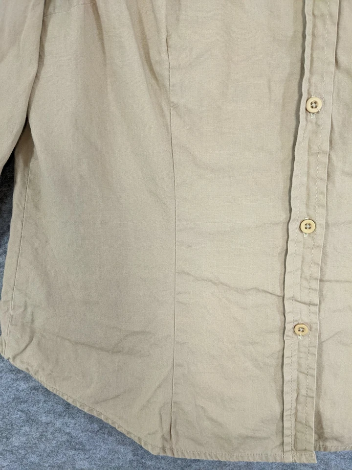 Steve & Barrys 女式中号米色纽扣 3/4 袖修身 100% 棉 — 第 3/4 张图片