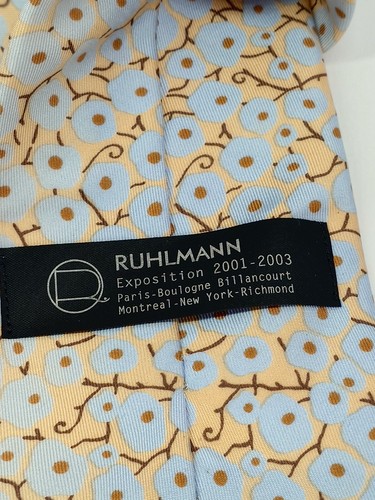 Ruhlmann Cedric Brochier Edition Necktie 100% Silk Made in France yellow Floral - Picture 3 of 6