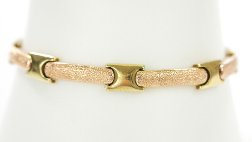 Vintage 14kt/585 Jaune + Rouge Or, Damengliederarmband, Maté , - Photo 2 sur 10