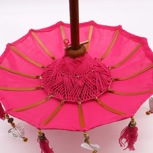 Sombrilla decorativa artesanal Bali - Decoración exótica del hogar con borlas y cuentas - Imagen 21 de 21