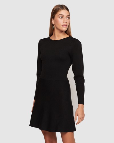NWT $178 FCUK French Connection baby soft Knit dress A line Black M US 4-6 - Picture 2 of 5