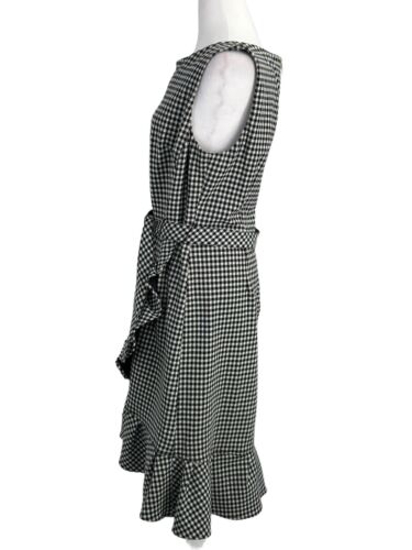 Abito tubino Calvin Klein nero bianco Gingham a quadri elasticizzato con volant taglia 14 - Foto 3 di 13