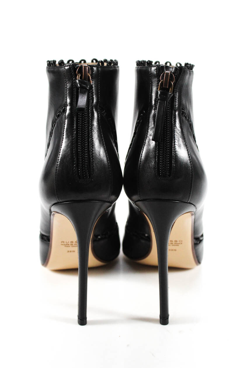 Francesco Russo Womens Eyelet Stiletto Heel Scarpa Booties Black Black Black Leather 39.5 245bd0 Francesco Russo Womens Eyelet Stiletto Heel Scarpa Booties Black Black Black Leather 39.5 245bd0