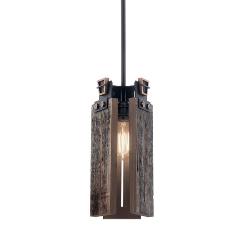 Kichler 44182 Ridgewood 6"W Wood Mini Pendant - Black