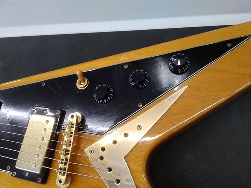 Epiphone 1958 Korina Flying V Electric Guitar Black Parts Used w/ Case - Picture 5 of 12