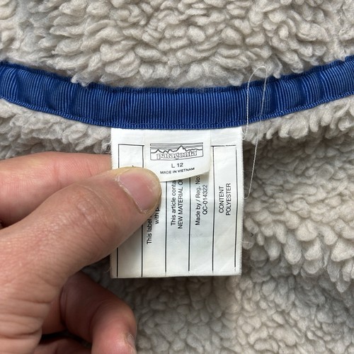 Patagonia Jacket Boys Large 12 Reversible Ready Freddy Hoody Kids Puffer Sherpa - Picture 8 of 8