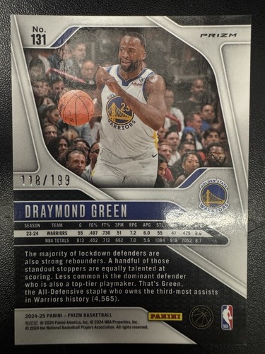 2024-25 Panini Prizm - Draymond Green #131 Blue Prizm /199 - 第 2/2 張圖片