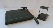 Vintage 11” Paper Cutter Guillotine Style & Tatum Two hole punch both dark green
