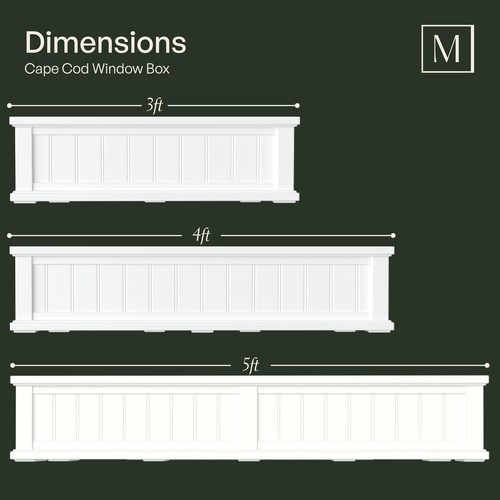Cape Cod 4ft Window Box - White - 48in L x 11in W x 10.8in H - Polyethylene -... - Picture 5 of 7