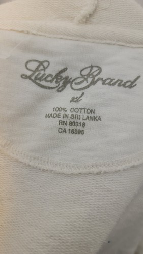 Lucky Brand Jacke Wickel Kimono Hoodie WEISS Damen XL Neu mit Etikett Baumwolle vorne zum Binden - Bild 6 von 6