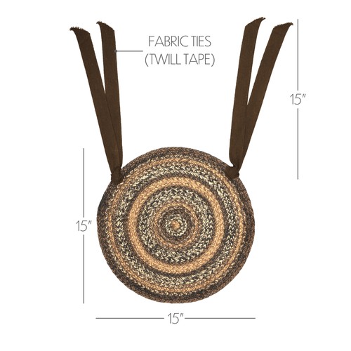 Rustic 15 in Chair Pad Brown Espresso Textured Kitchen Table Decor VHC Brands - Picture 5 of 6