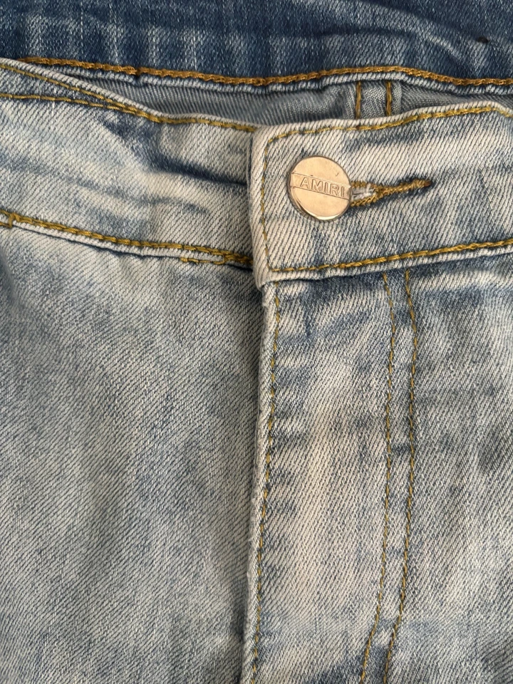 Amiri Jeans Men’s Size 38 Light Wash Distressed Graffiti Denim Jeans - Image 3 of 4