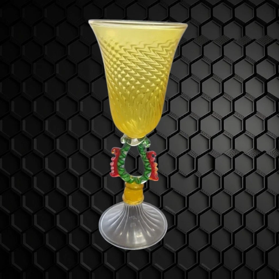 Murano 3 Hand Blown Venetian Multicolor Artglass Cordial Glasses RARE VINTAGE  - Image 2 of 4