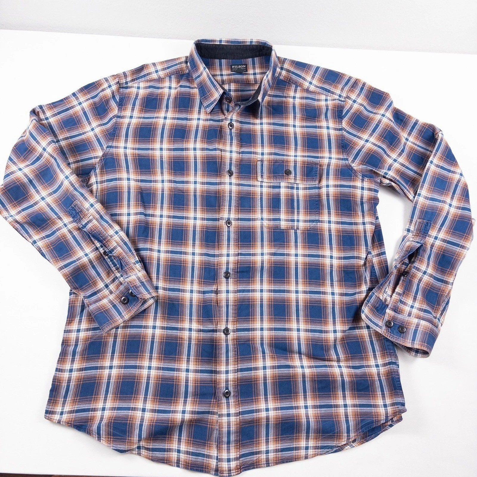 Filson Plaid Flannel Shirt Mens XXL Blue Orange Flap Pocket Heritage Workwear
Opens in a new window